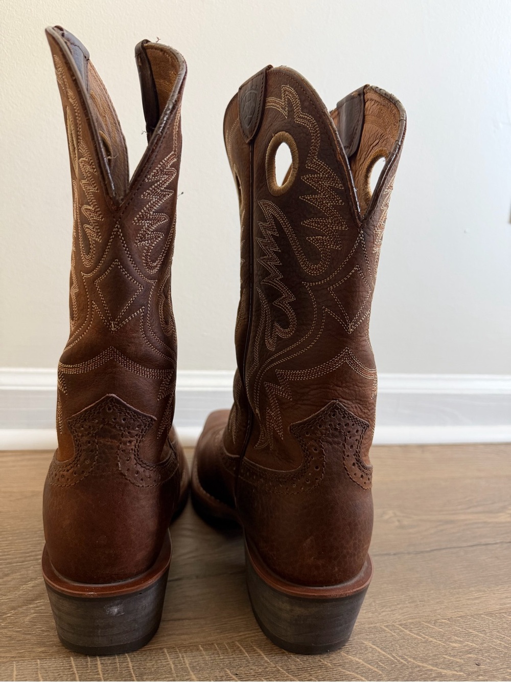 Ariat Heritage Rougstock Western Brown Leather Cowboy Boots with Square Toe 8D - Picture 5 of 11